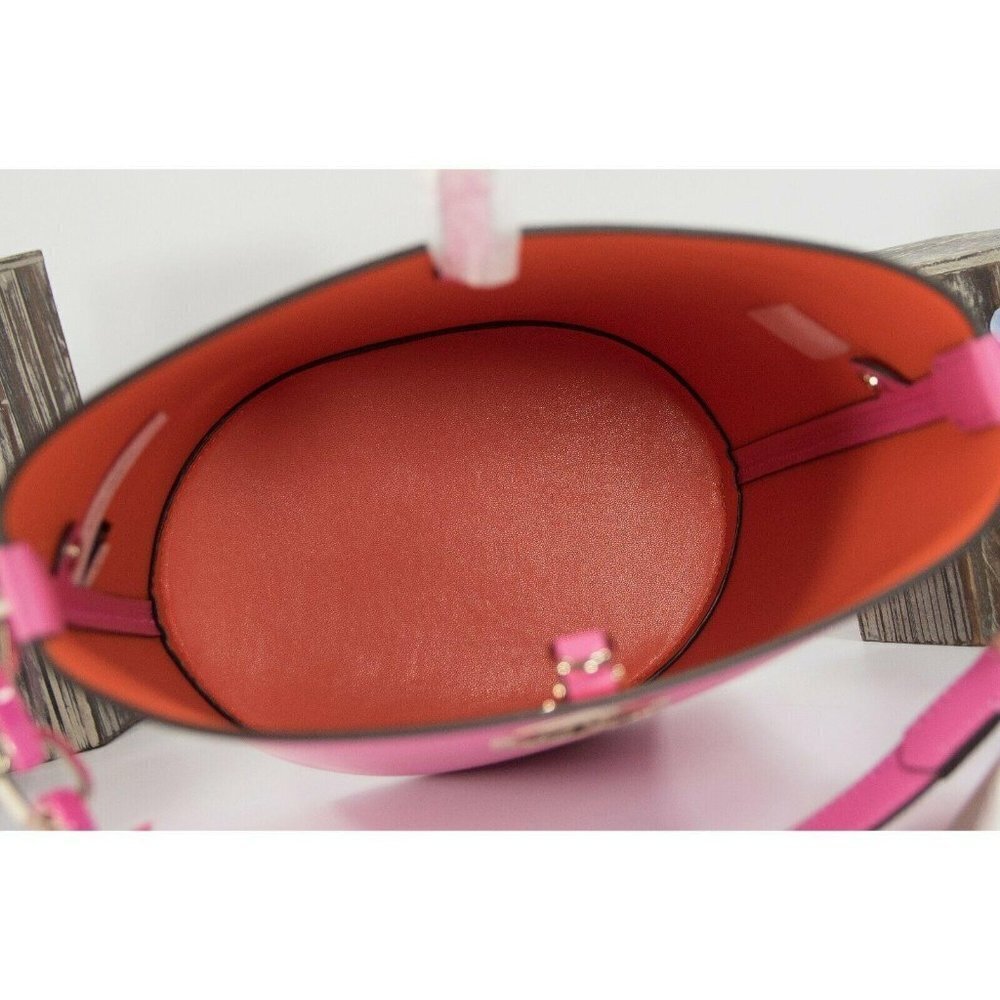kate Spade Suzy Hibiscus Tea Leather Juicy Orange Insert Small Bucket Bag NWT - Picture 8 of 9